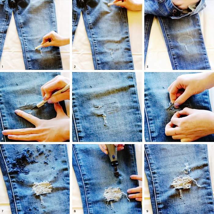 Как сделать на джинсах дырки?